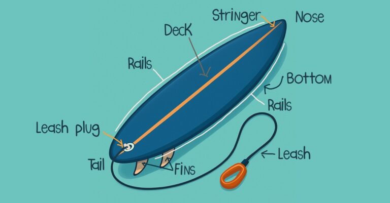 Die verschiedenen Design-Elemente eines Surfbretts loka