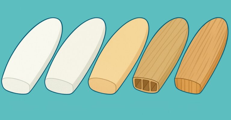Illustration verschieden Blanks von Surfbretter in verschiedenen Materialien